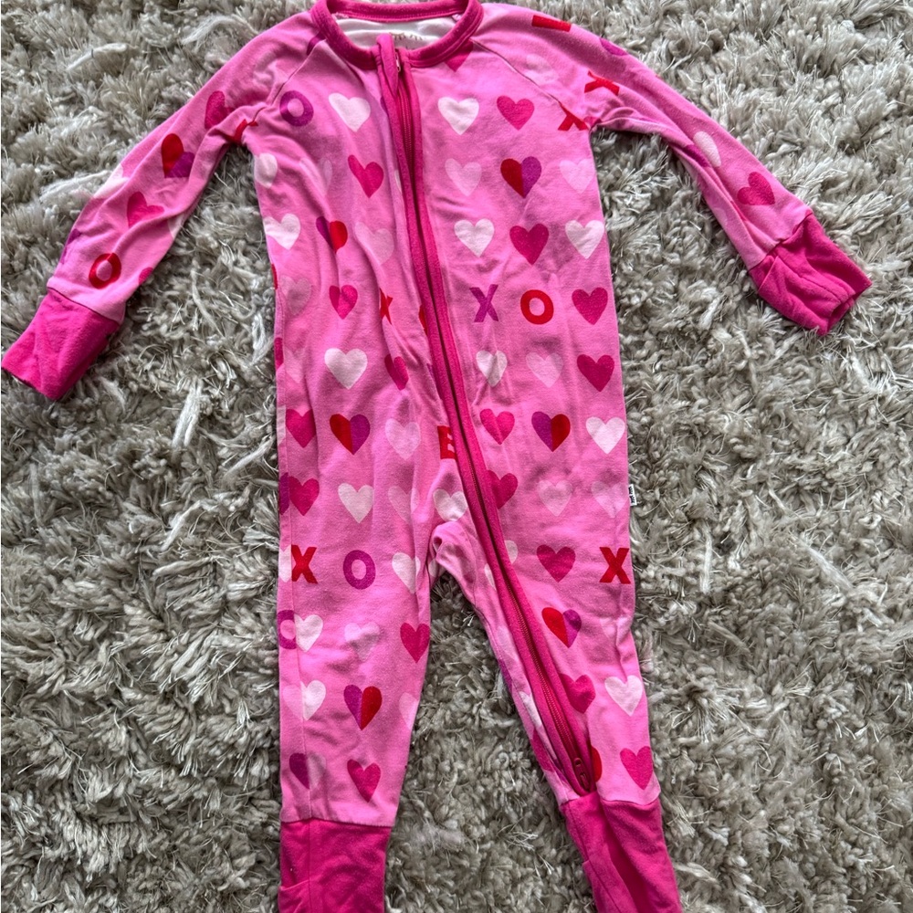 Little Sleepies Pink Heart and Love Print zippy 3-6m